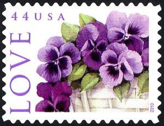 4x Love Pansies in A Basket Wedding Invitations 44C Purple Unused Postage Stamp Free Shipping #1 Source Best Prices On Vintage Stamps