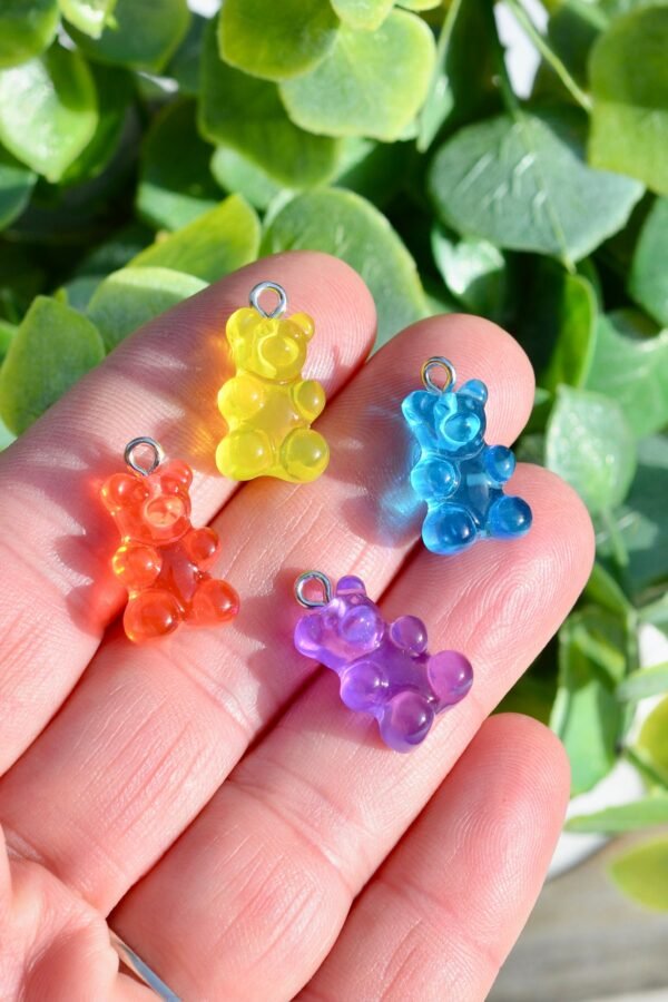 5 Acrylic 3D Gummy Bear Assorted Colored Charms Sc3377