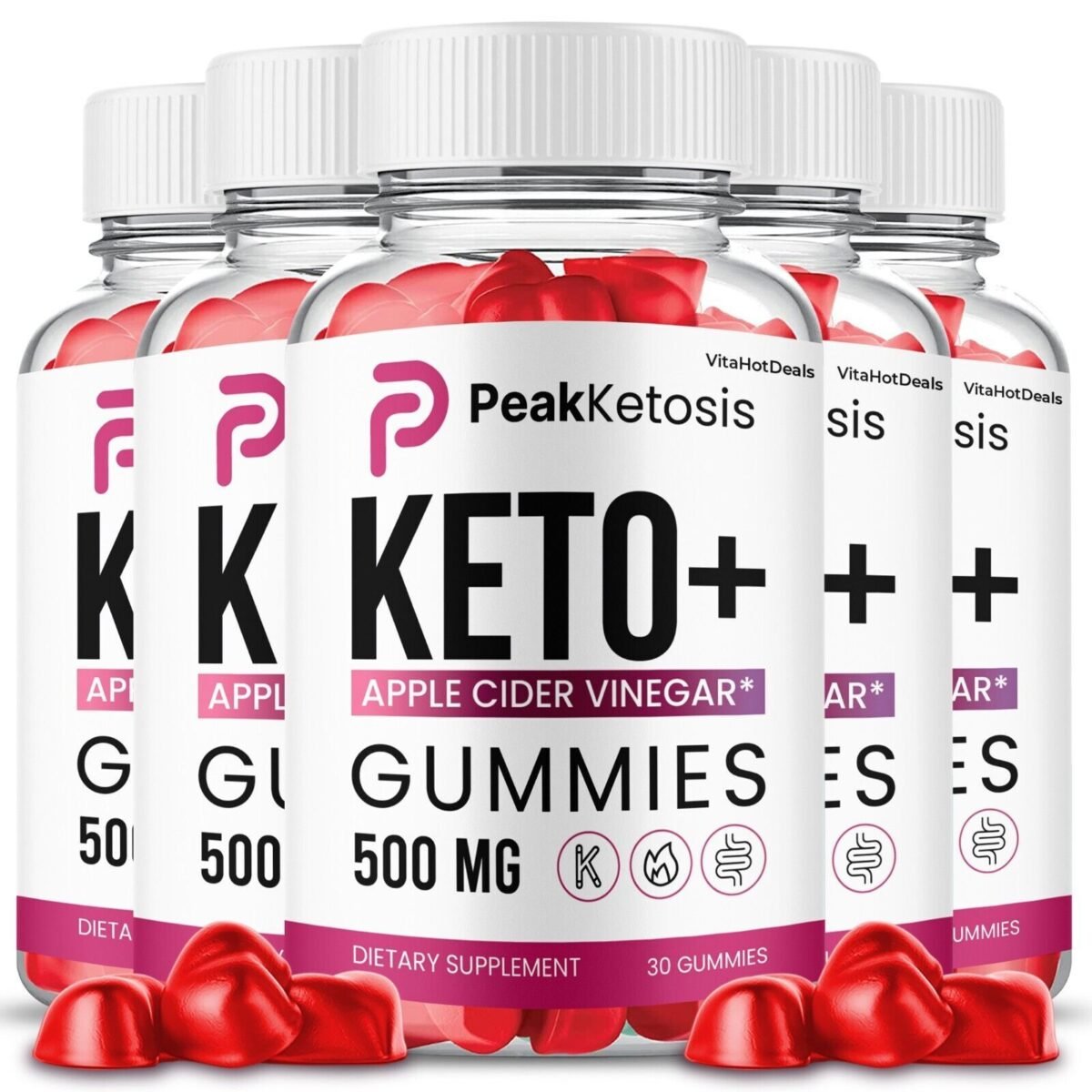5 Pack Peak Ketosis Keto ACV Gummies, Peak Ketosis Max Strength Supplement