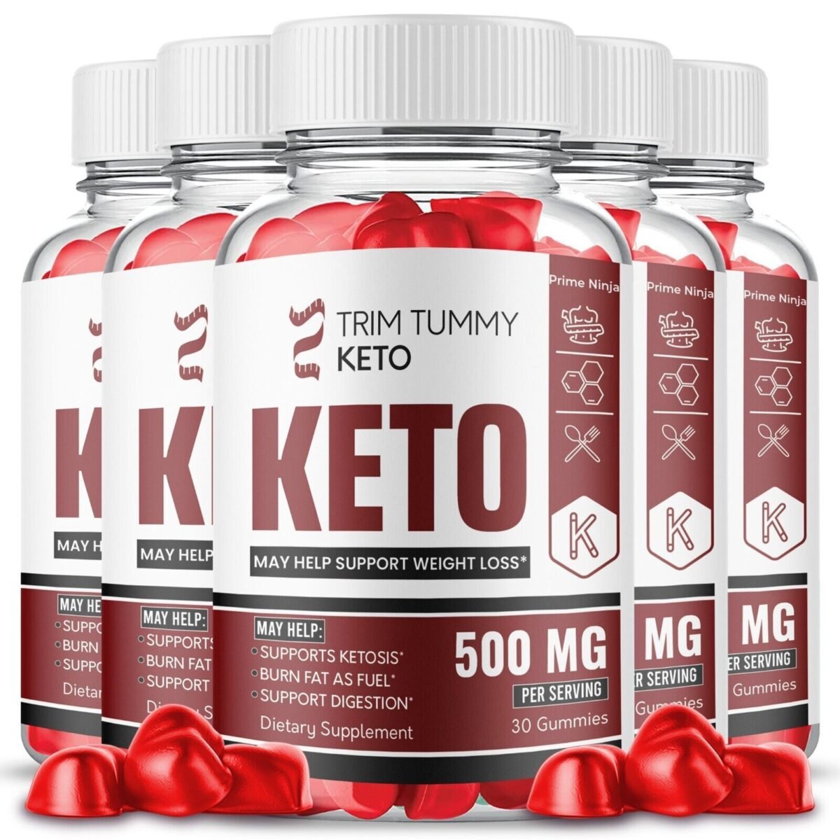 5 Pack Trim Tummy Keto 500mg ACV Gummies Max Strength Official