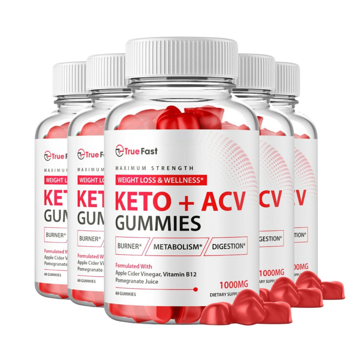 5 Pack True Fast Keto Gummies - TrueFast ACV Keto Gummies - 300 Gummies