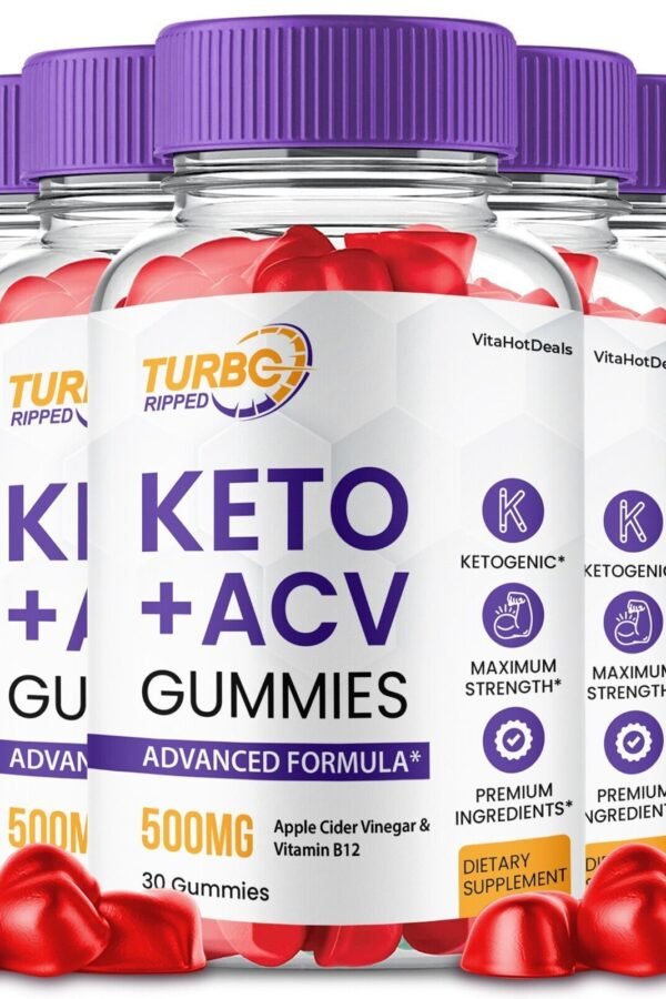 5 Pack Turbo Ripped Keto ACV Gummies, Max Strength Formula for Men and Women