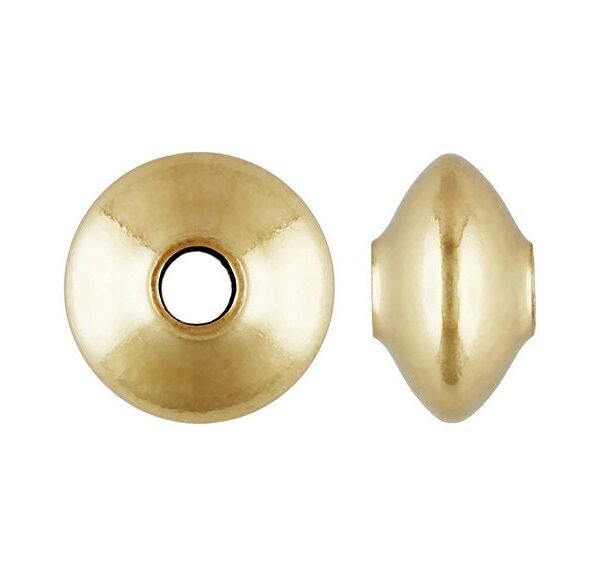 5.5x3.3mm Saucer Bead .060-.065 Hole, 14K Gold Filled. Made in Usa. #4020135