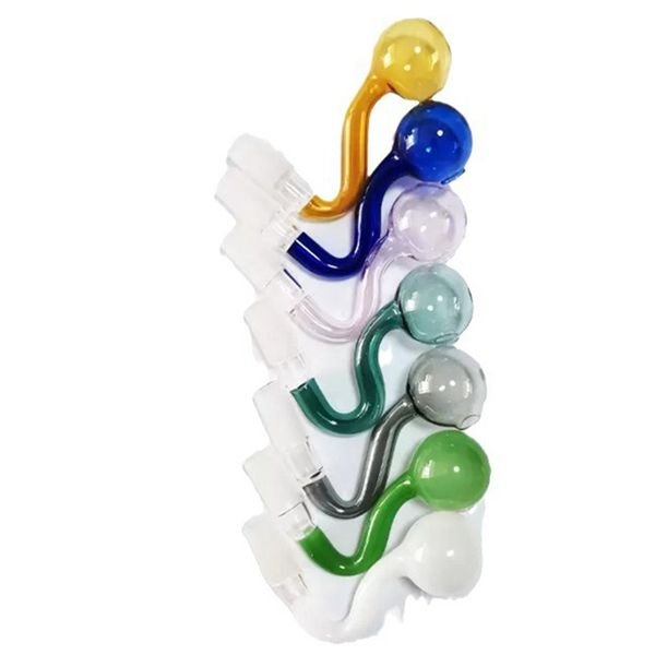 50pcs Colorful Pyrex HOOKAHS Glass Oil Burner pipe 10mm 14mm 18mm male Female pyrex Clear pipes adapter banger Nail For water bong Smoking pipes
