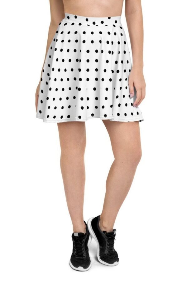 50's Swing Black & White Polka Dot Sunburst Skater Skirt | True To U.s. Women's Size - Xs S M L Xl 2X 3X