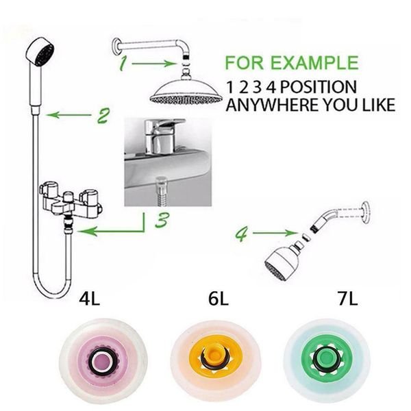 5PC Flow Regulator Water Saving Tablet Water Device 4/6/7L/Min Aerator Controller Reducer Shower Head Faucet Shower Hoses Pipe