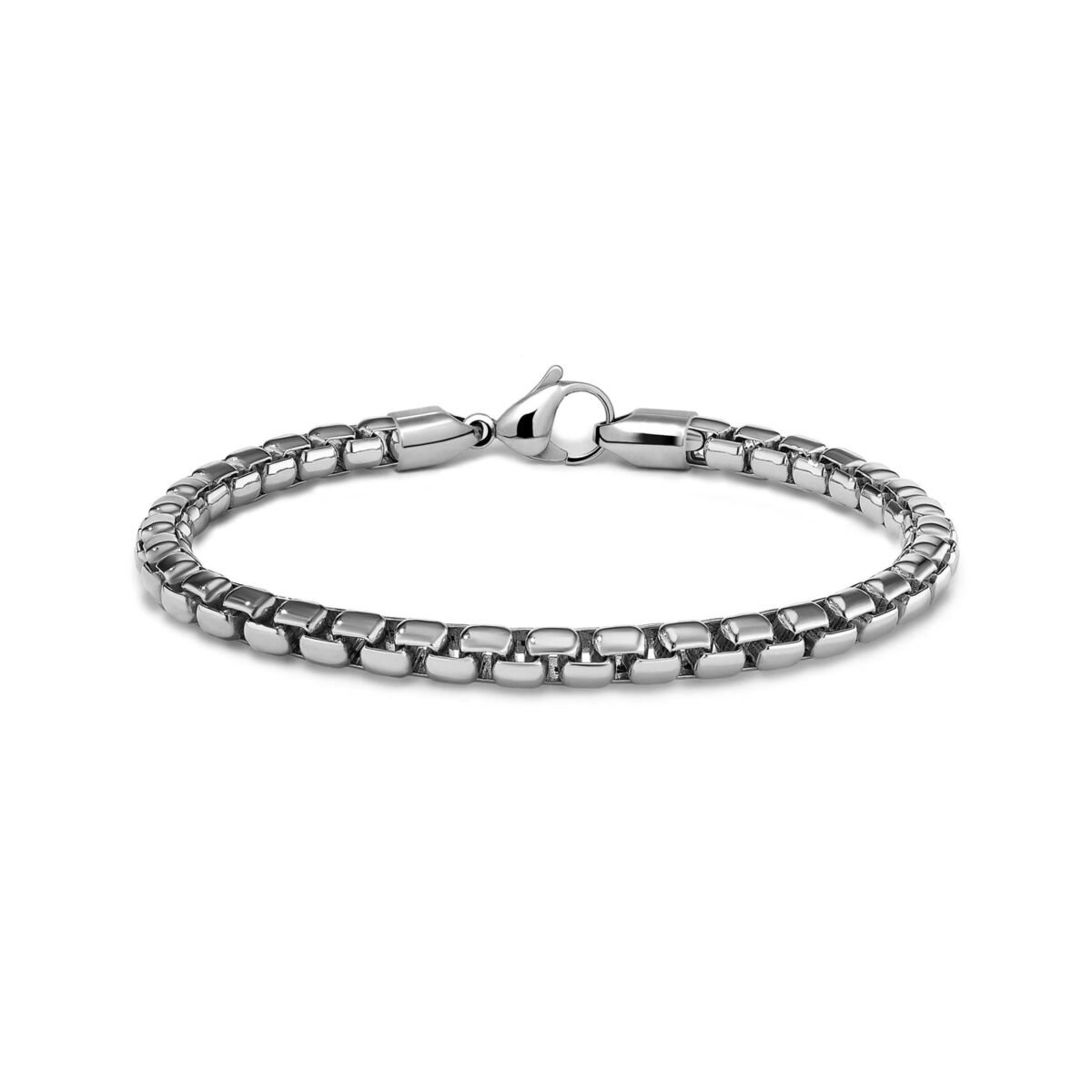 5mm Box Chain Bracelet in Stainless Steel By Taormina Jewelry