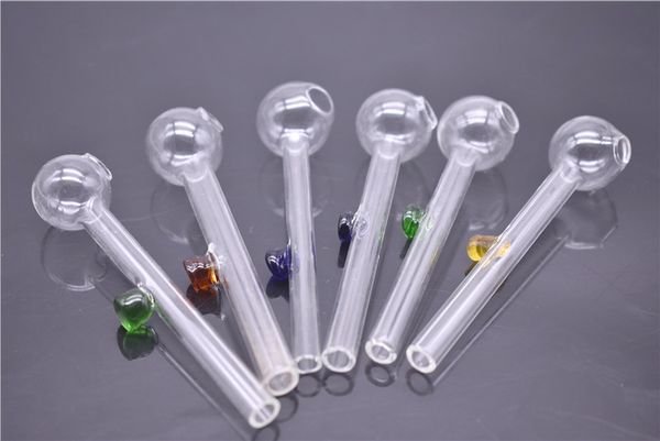 5pcs 10cm Glass Oil burner Glass Bong Water Pipes with different colored balancer tobacco hand pipes for smoking glass pipe