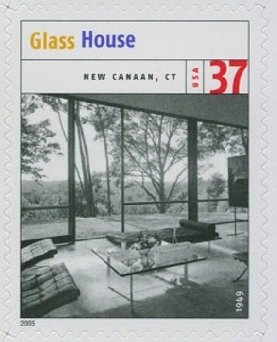5x Glass House New Canaan Connecticut Architecture 37C Unused Vintage Postage Stamp Free Shipping #1 Source Best Prices Stamps