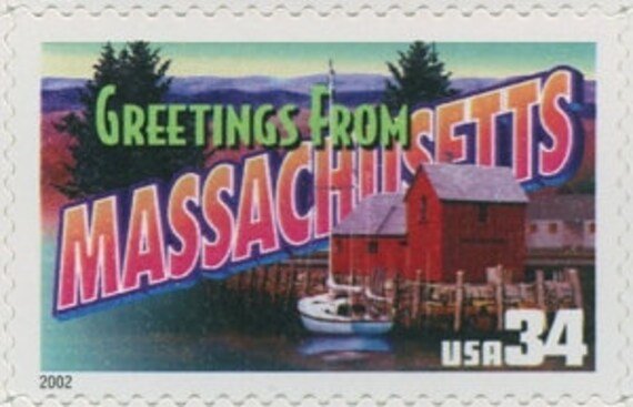 5x Massachusetts 2002 34C Unused Vintage Postage Stamp. Greetings From America Series Free Shipping #1 Source.best Prices On Stamps