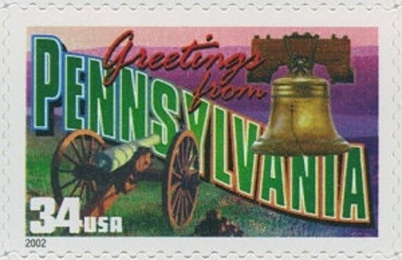 5x Pennsylvania 2002 34C Unused Vintage Postage Stamp. Greetings From America Series Free Shipping #1 Source.best Prices On Stamps