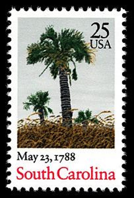 5x South Carolina Palm Tree Charleston Myrtle Beach Hilton Head 1988 25C Postage Stamp Free Shipping #1 Source Best Prices On Vintage Stamps