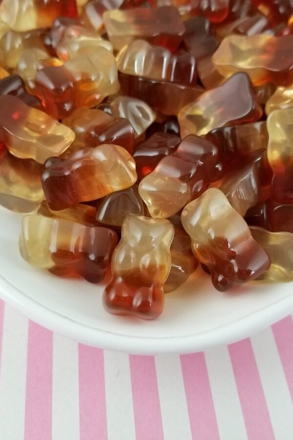 6 Cola Candy Gummy Bear Cabochons, 19x11x8mm Hard Resin #292B
