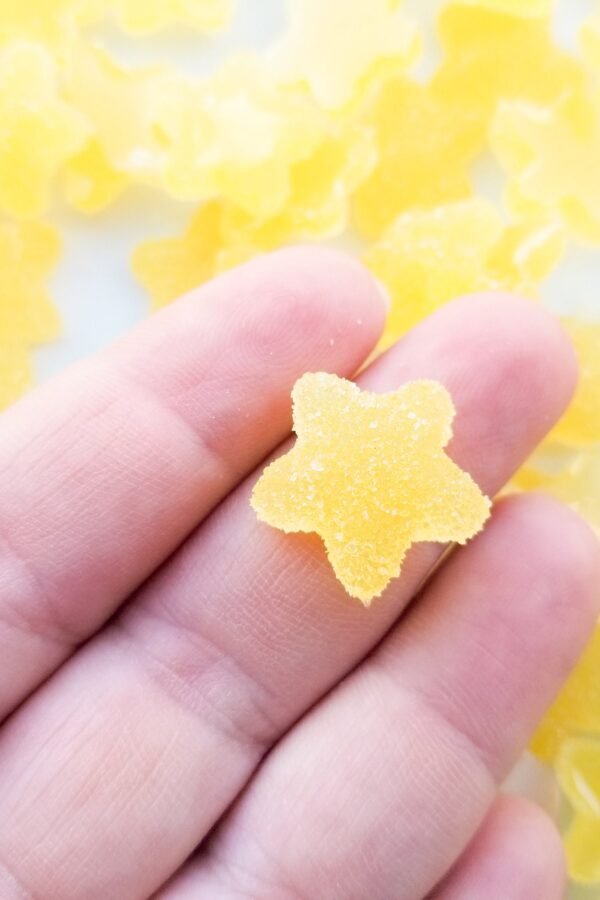 6 Pastel Yellow Flatbacked Soft Resin Sugared Star Cabs, Gummy Candy Kawaii Cabochons, Cute Flat Backed Jelly Decoden #636