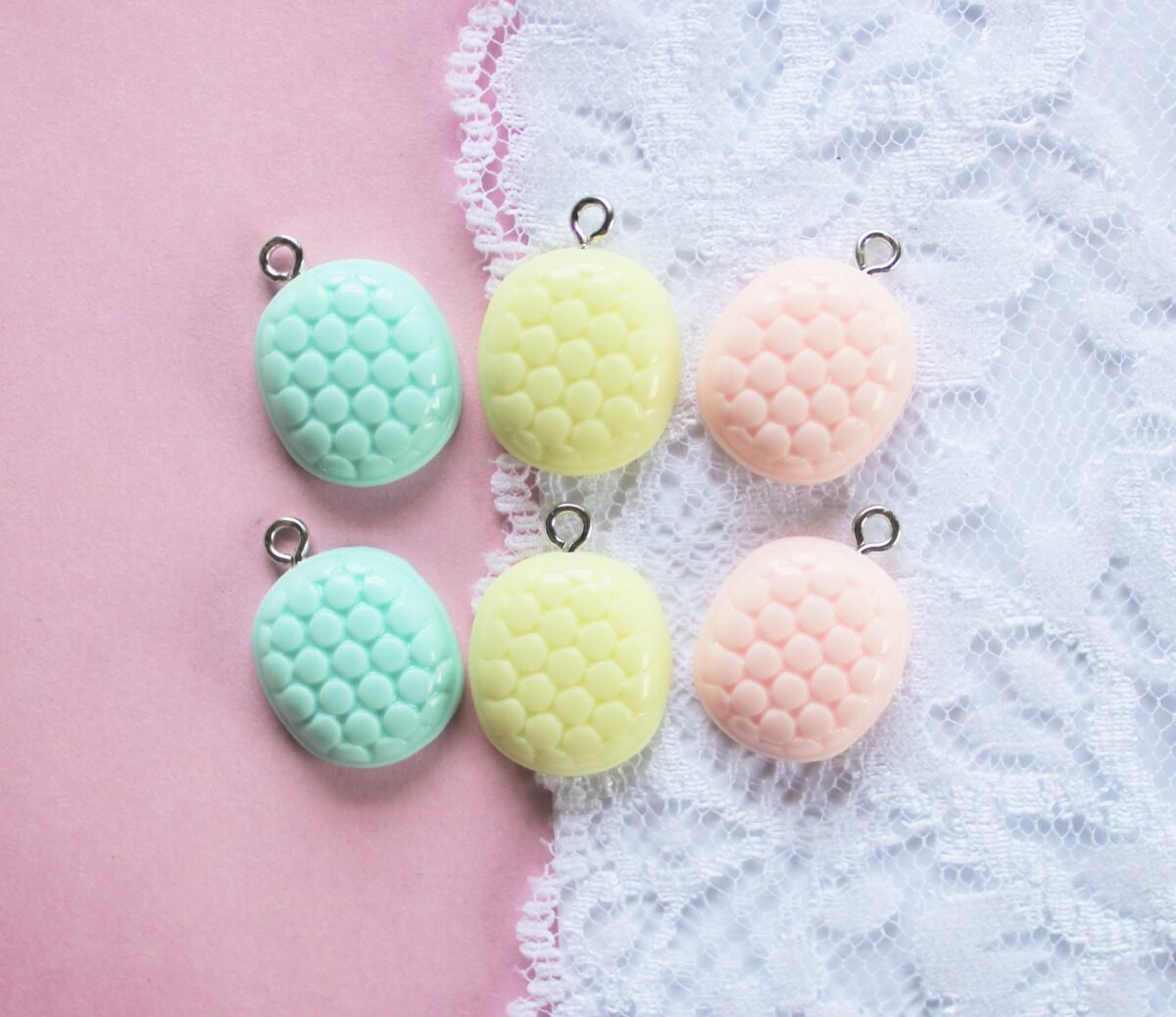 6 Pcs Assorted Cute Square Gummy Candy Cabochons With Eye-Screw Charms - 24x22mm