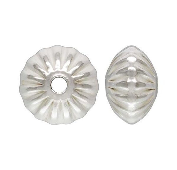 6.7x4.6mm Corrugated Saucer Bead 1.5mm Hole, Sterling Silver. Made in Usa. #5020136C