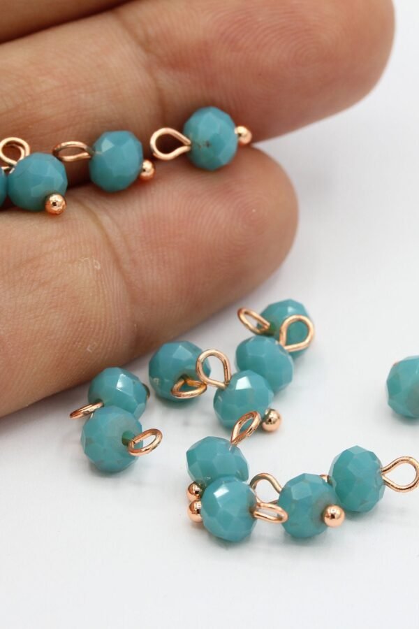 6mm Rose Gold Plated Wire Wrapped Link Beads, Crystal, Foot Beads, Spacer, Rondelle Beads, Necklace & Bracelet Findings - Ts588