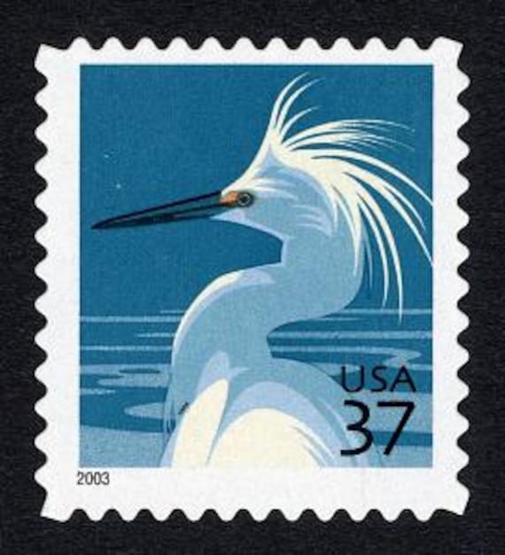 6x Egret Heron Birds 2003 37C Blue Unused Postage Stamp. Free Shipping #1 Source Best Prices On Vintage Stamps