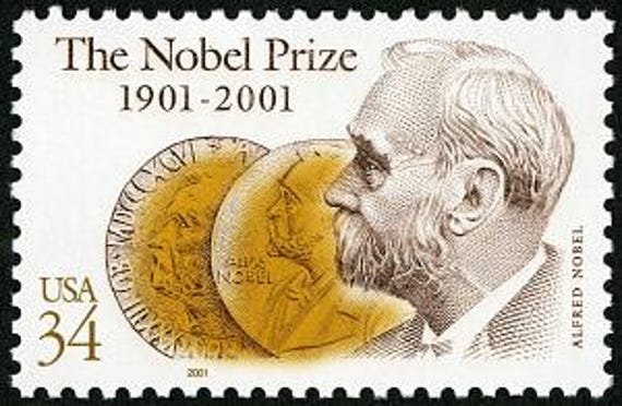 6x Nobel Prize Medal 2001 34C Gold Vintage Postage Stamp Free Shipping #1 Source Best Prices On Stamps