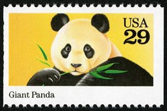6x Panda Bear Zoo Animals Fauna 1992 29C Yellow & Black Vintage Postage Stamp Free Shipping #1 Source Best Prices On Stamps