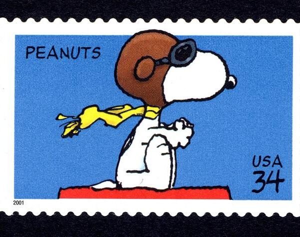 6x Snoopy Peanuts Red Baron Charlie Brown Cartoon Comics 2001 34C Blue Postage Stamp Free Shipping #1 Source Best Prices On Vintage Stamps