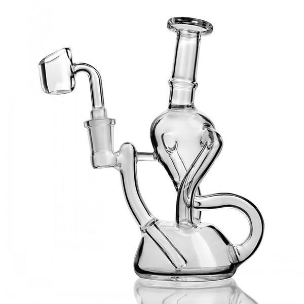 7.3inchs Recycler Bong Hookahs Heady Glass Oil Rigs Smoke Pipe Unqiue Water Bongs With 14mm Banger