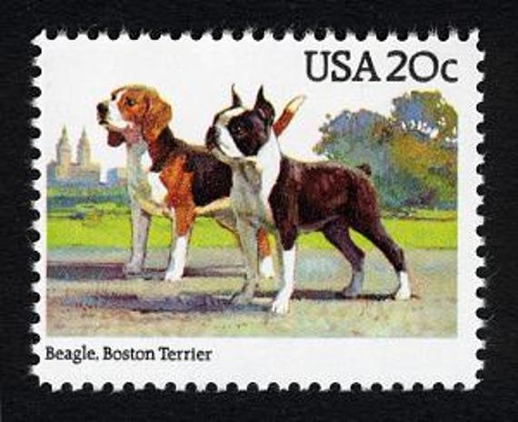 7x Dogs Beagle & Boston Terrier 1984 20C Unused Postage Stamps Free Shipping #1 Source Best Prices On Vintage Stamps