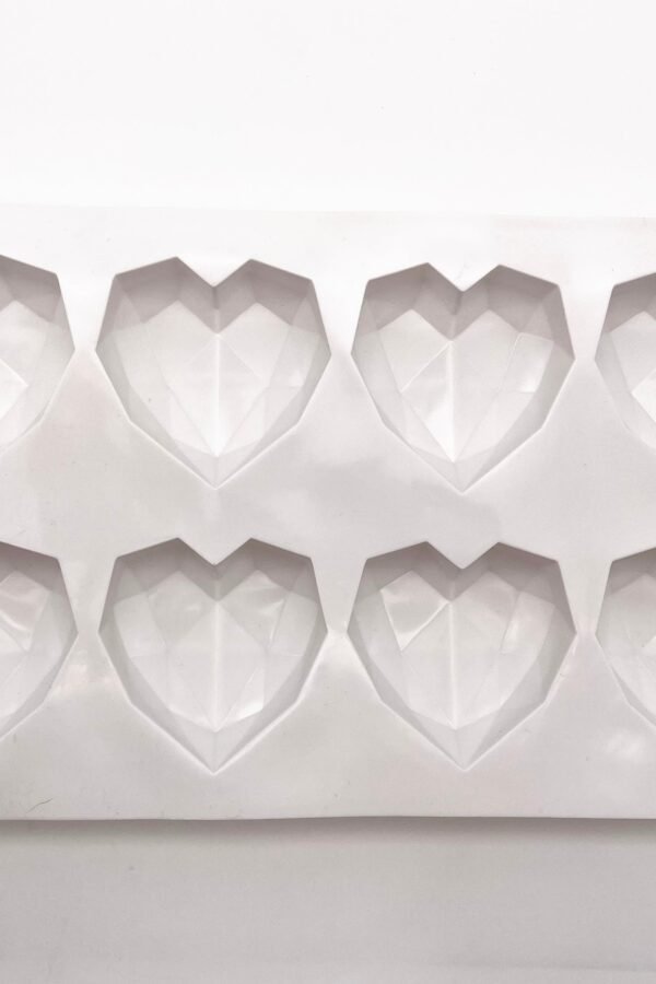 8 Cavity Geometric Heart Mold For Cabochons, Diy Mould Clay, Candles, Soap, Resin Etc