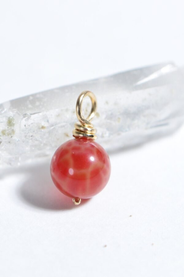 8mm Fire Agate 14K Gold Filled Wire Wrapped Charm Bead