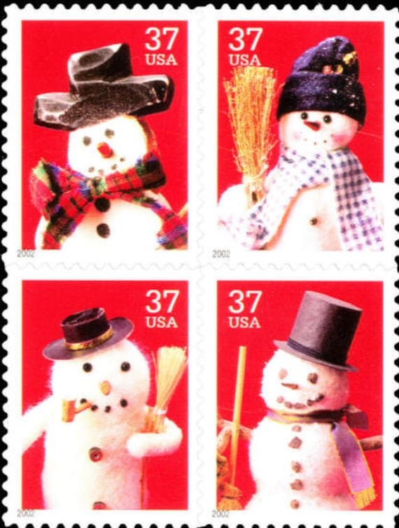 8x Christmas 2002 Snowmen 4 Diff 37C Unused Vintage Postage Stamps Free Shipping Your #1 Source. The Best Prices On Stamps