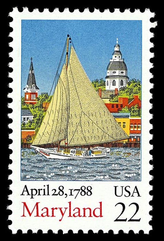 8x Maryland Baltimore Annapolis Sailboat 1988 22C Unused Postage Stamp. Free Shipping Your #1 Source. The Best Prices On Vintage Stamps