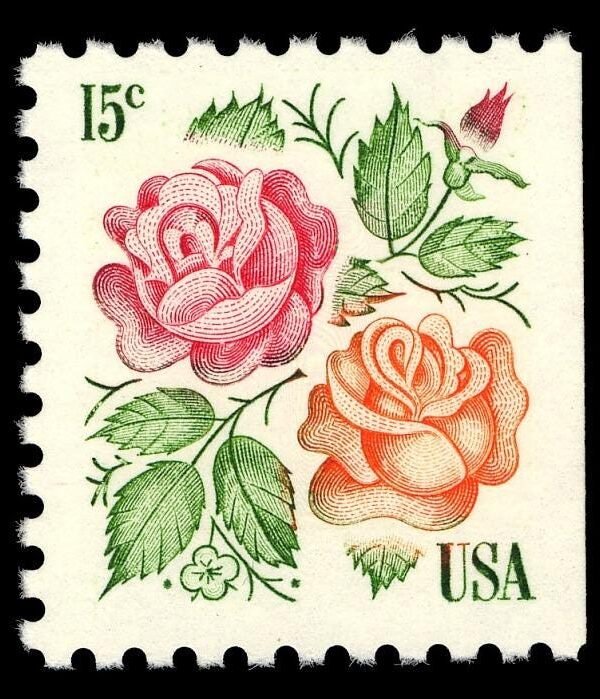 8x Roses Flowers 1978 15C Pink Orange Green Unused Postage Stamp Wedding Invitations Free Shipping #1 Source Best Prices On Vintage Stamps