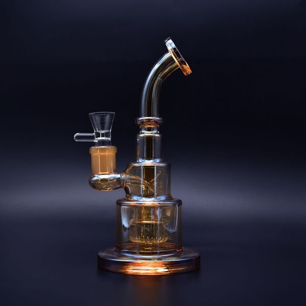 9 Inch Cake Design Glass Bong Metallic Color Tinted Glass Water Pipe Dab Rigs New Gift Recycler for Sale