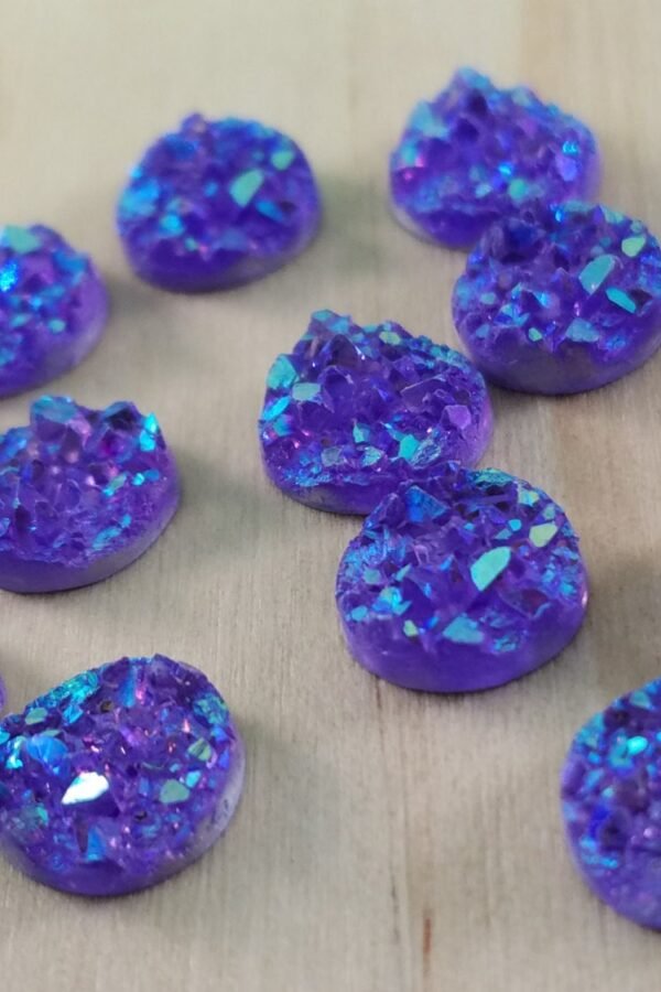 9.5mm Ab Purple Chunky Faux Druzy Cabochons 10Pcs L Earring Making Jewelry Supplies, Cabochon Diy Supply Charms