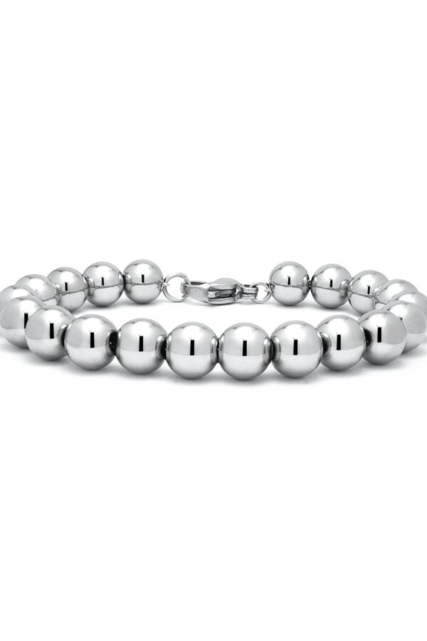 9mm Beaded Bracelet in Stainless Steel By Taormina Jewelry