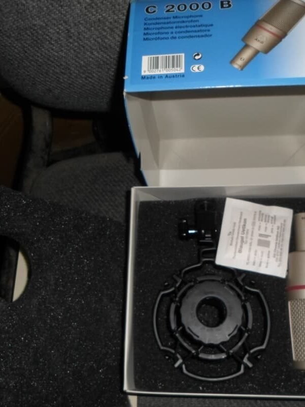 AKG New Old Stock C2000 B Condenser Microphone Box and papers