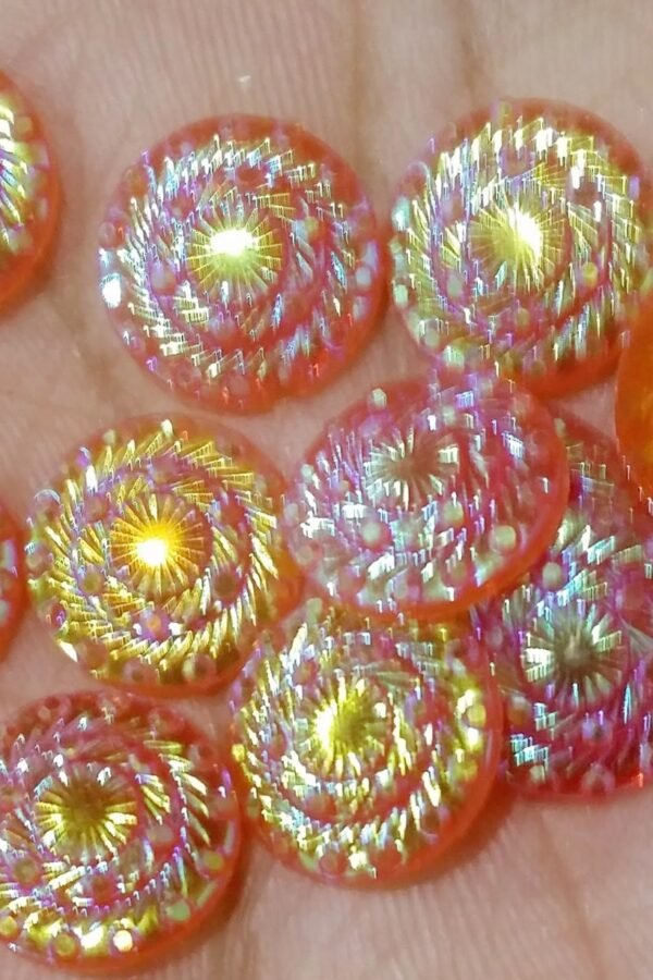 Ab Red Orange 12mm Resin Sparkle Coin Cabochons - 10Pcs L Earring Making Jewelry Supplies, Cabochon Diy Supply Charms