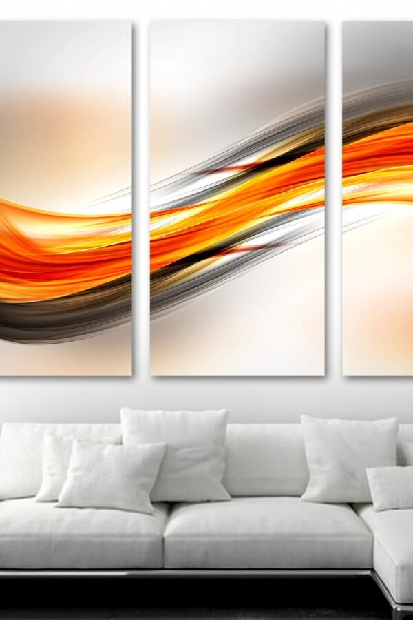 Abstract Art Orange Wave Canvas Print Wall - Wave, Art- Giclee Art For Home Decor, Wall Interior Design