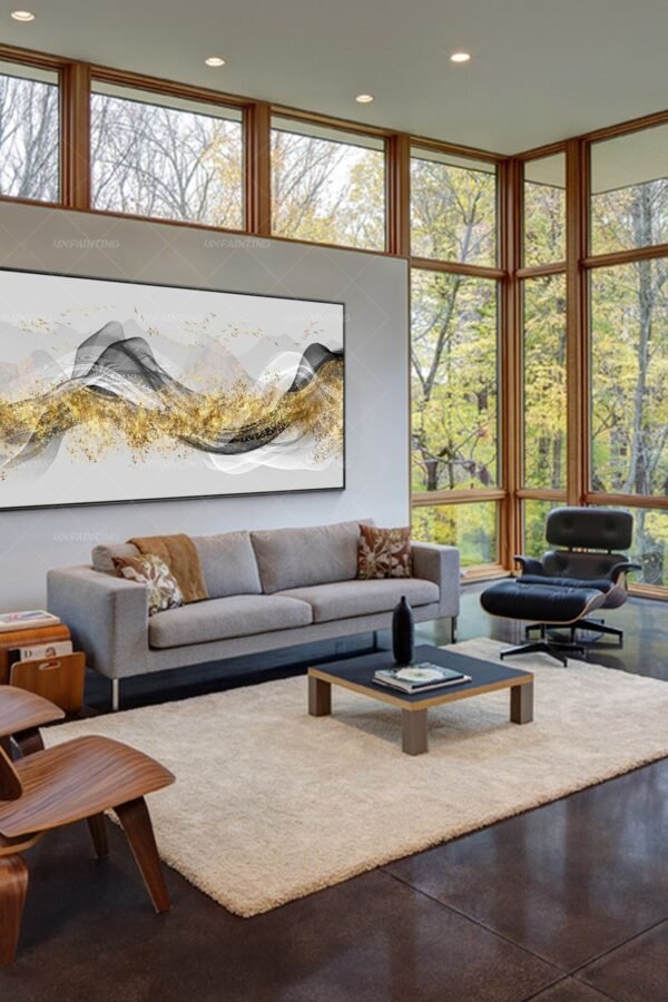 Abstract Watercolor Mountain Landscape Nature Digital Horizontal Print Framed Large Painting|Printable Minimalist Wall Art Decor|Yxpainting