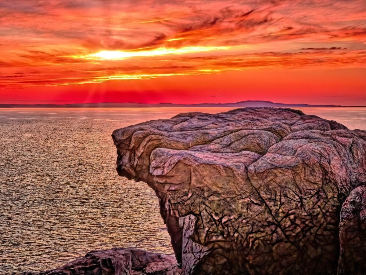 Acadia Maine Sunrise Canvas | Maine, New England Bar Harbor Me Landscape Art Metal Framed Print