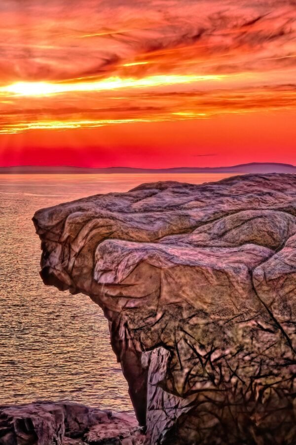 Acadia Maine Sunrise Canvas | Maine, New England Bar Harbor Me Landscape Art Metal Framed Print