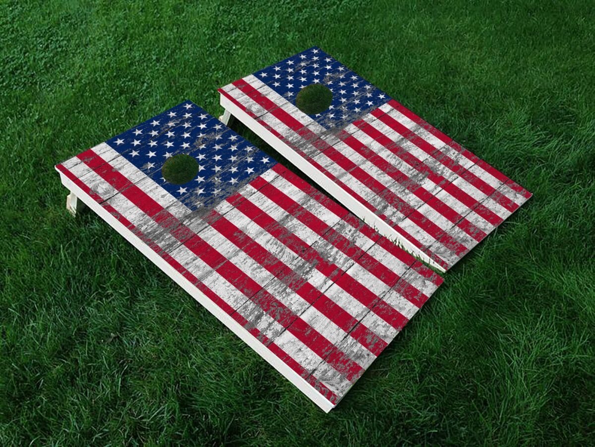American Flag Cornhole, Vinyl Cover, Cornhole Board Decal Wraps, Mural, 2 Decals For Your Boards Nd201