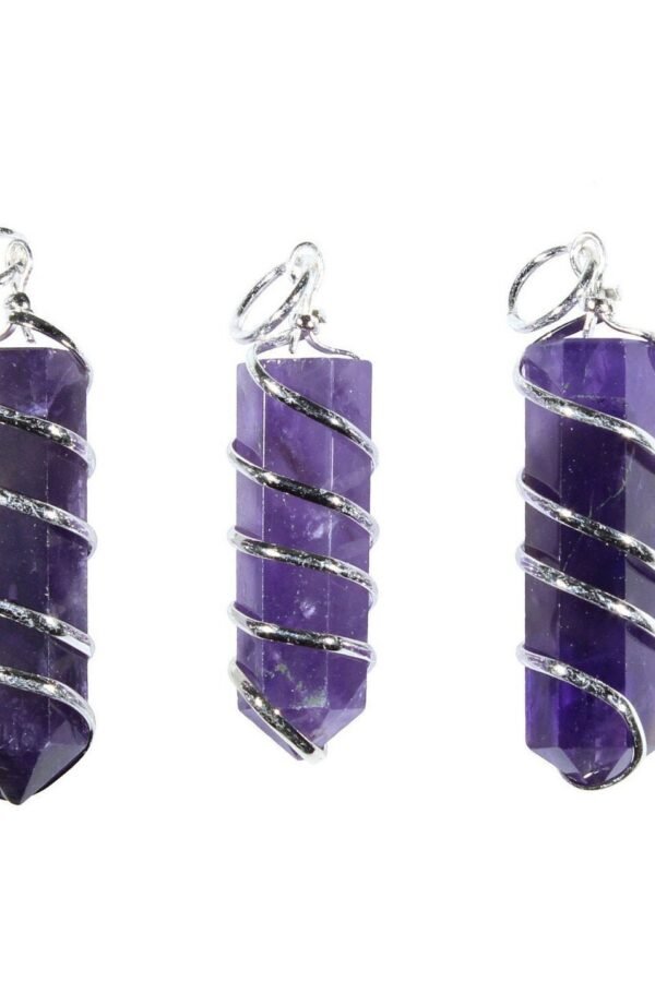 Amethyst Necklace-Coil Wire Wrapped Crystal Point Necklace-Amethyst Pendant-Gemstone Necklace-Healing Necklace-Crystal Healing