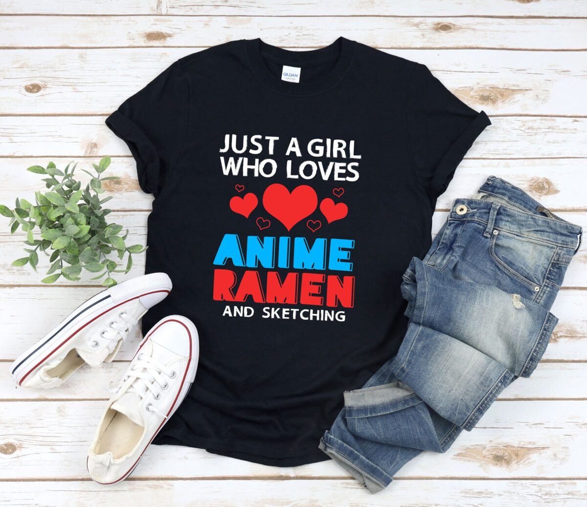 Anime Shirt, Ramen Shirt Girl, Girl Sketch Shirts, Just A Who Loves & Sketching, Otaku