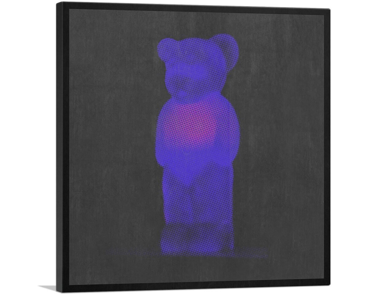 Artcanvas Modern Neon Blue Gummy Bear Canvas Art Print