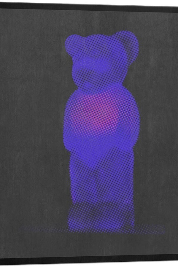 Artcanvas Modern Neon Blue Gummy Bear Canvas Art Print