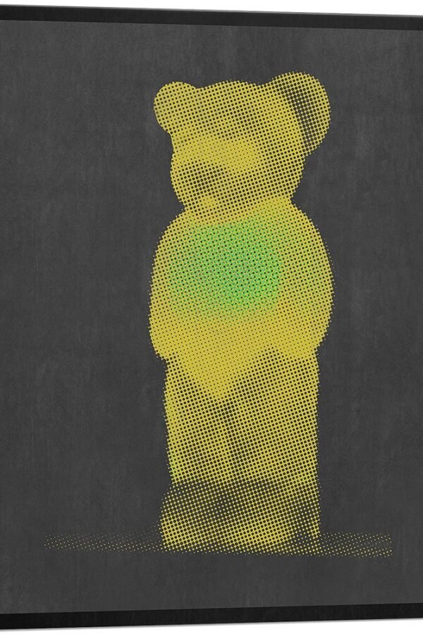 Artcanvas Modern Neon Yellow Gummy Bear Canvas Art Print