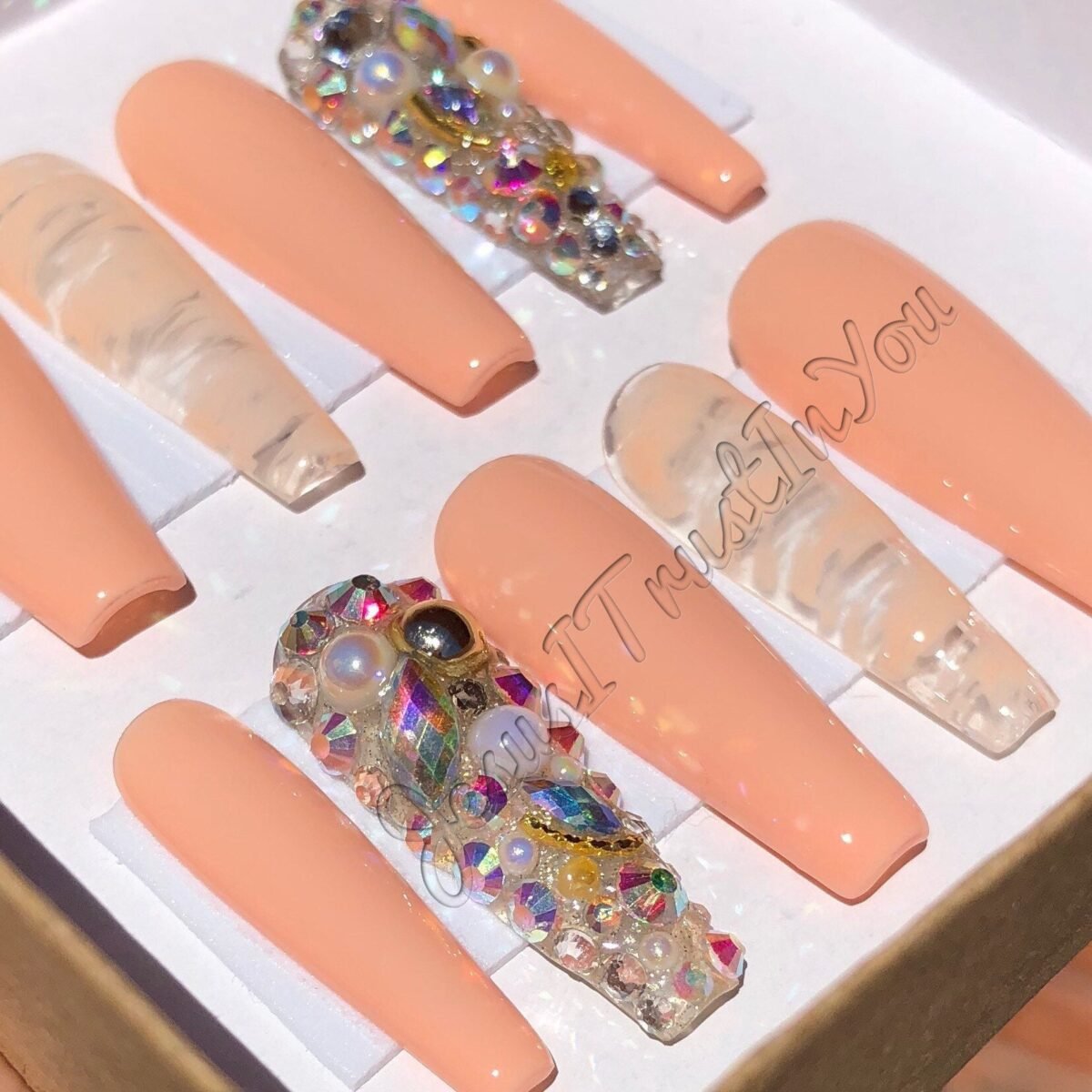 Ask Seek Knock - Long Ballerina Gel Press On Nails
