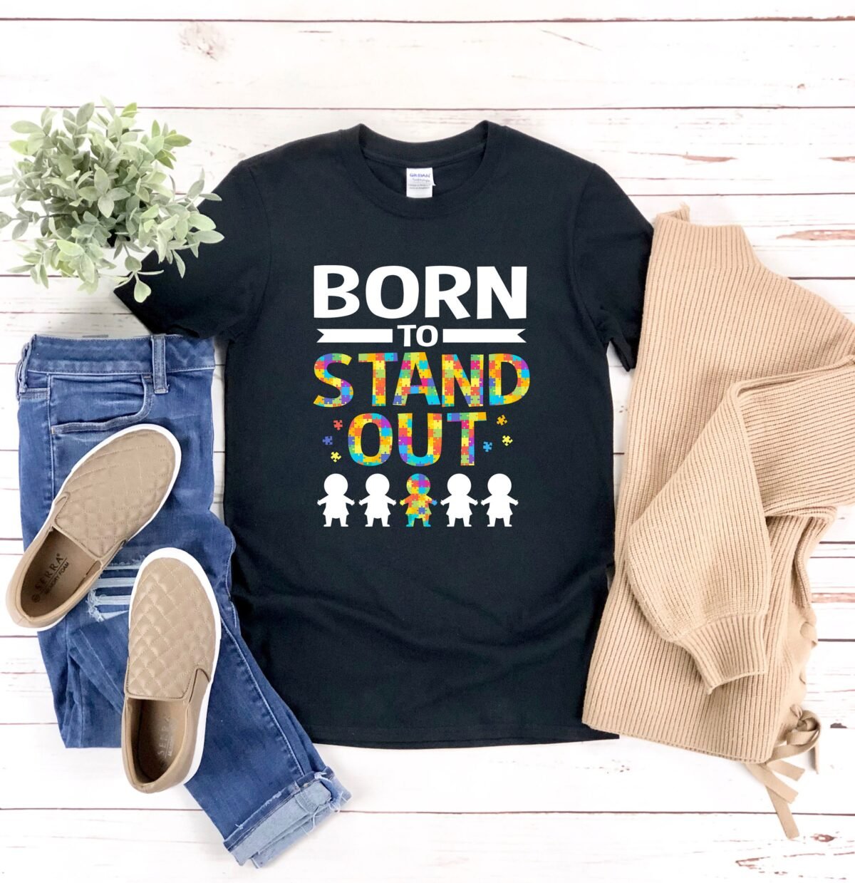 Autism Awareness Shirt, T Born To Stand Out, Puzzle Pieces, Shirt Men, Gifts, Quote