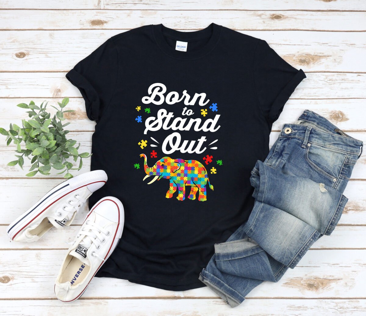 Autism Elephant Shirt, Rainbow Elephant, Awareness Born To Stand Out, Puzzle Pieces, Shirt Men, Quote
